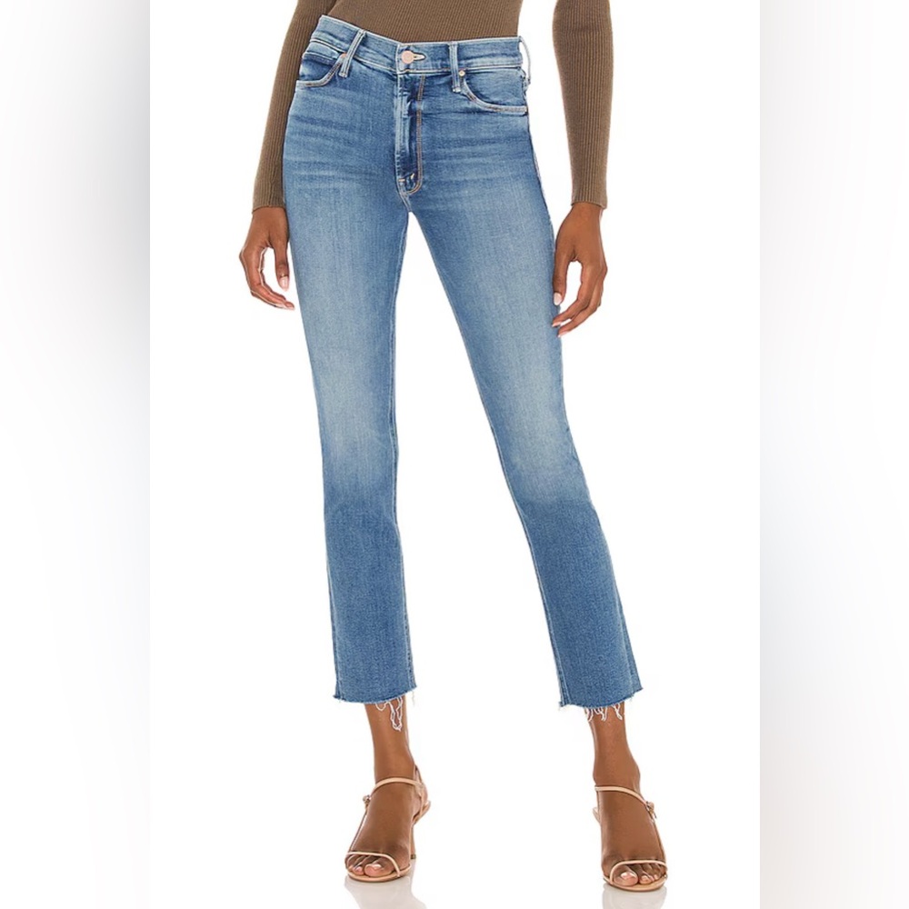 Mother The Dazzler Mid-Rise Ankle Fray Jeans in Riding The Cliffside - Size 31